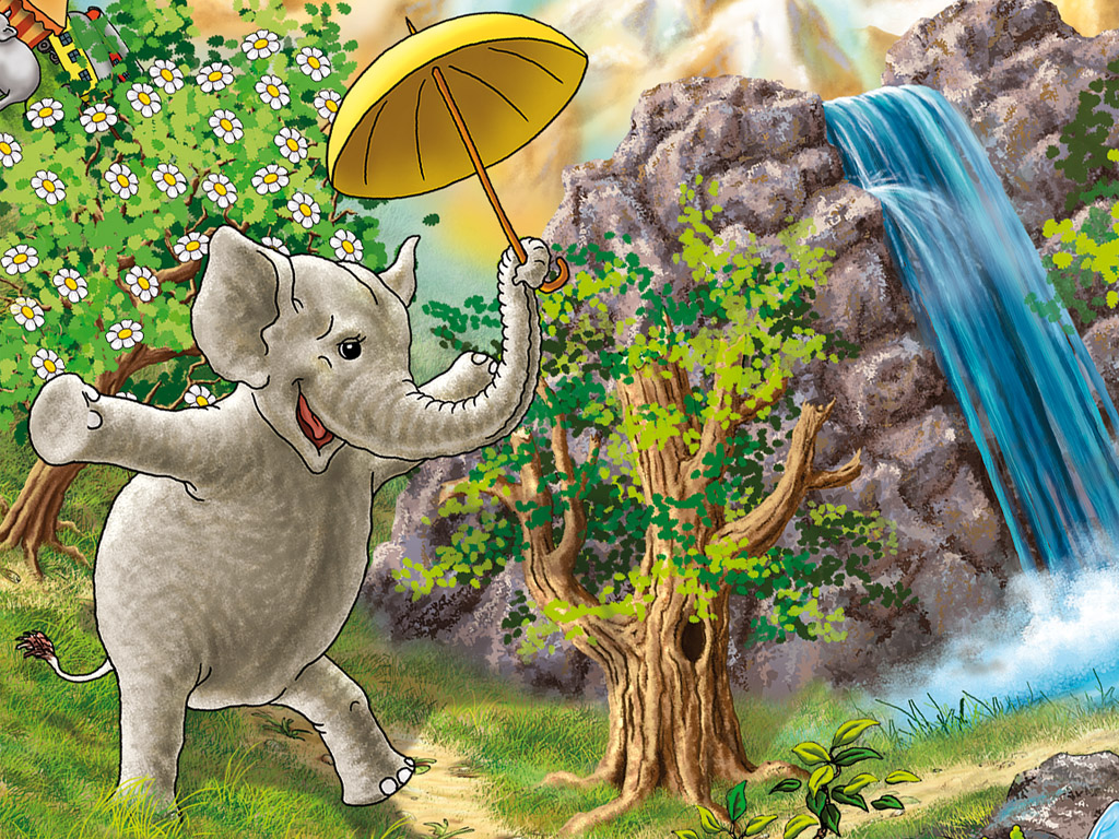 The elephant with an umbrella 